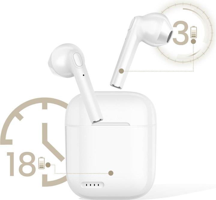 Produktbild Akashi Kabelloses Bluetooth 5.0-Headset, 12 Stunden Akkulaufzeit, – silber (18 h, Kabellos)