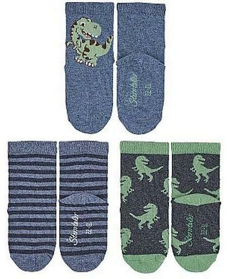 Produktbild Sterntaler Socken 3er Set Ringel/Dinos Blau/Grün/Grau Gr. 27-30 (3er Pack, 27 - 30)
