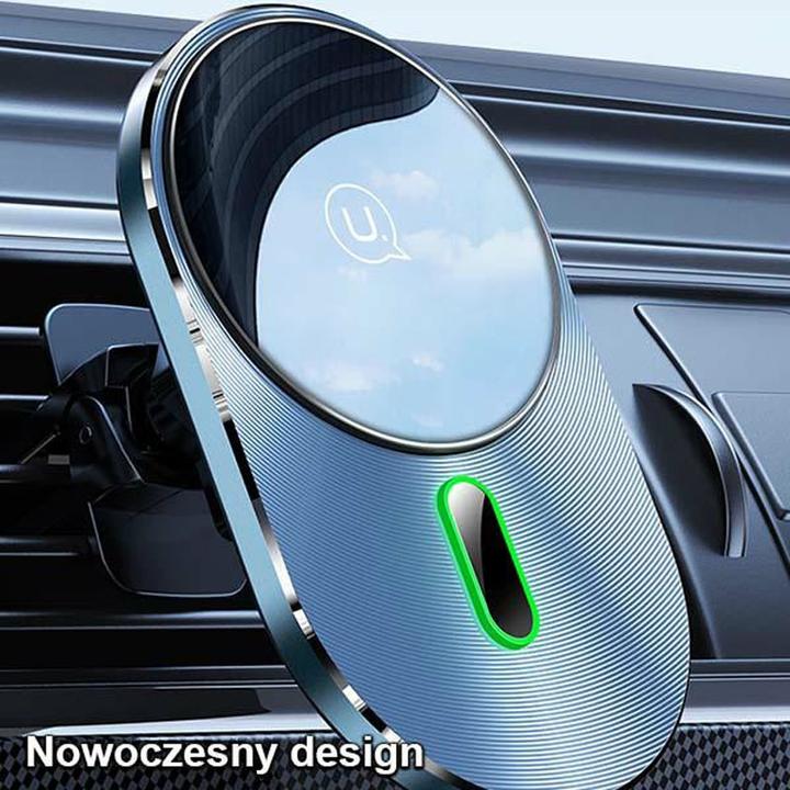 Produktbild Usams Uchwyt indukcyjny Magnetic Car Wireless Charging 15W do kratki went. szary/grey CD170DZ01 (US-