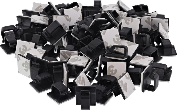 InLine 100er Pack ® Kabelmanager Klebesockel M, Nylon, 3M-Klebepad, schwarz (Befestigungsschlaufen, 17 mm, 100 Stk.)