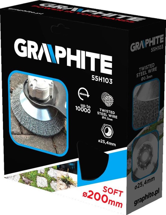 Produktbild Graphite Drahtbürste für Freischneider 200 x 25,4 mm, weiche, gewellte Drähte