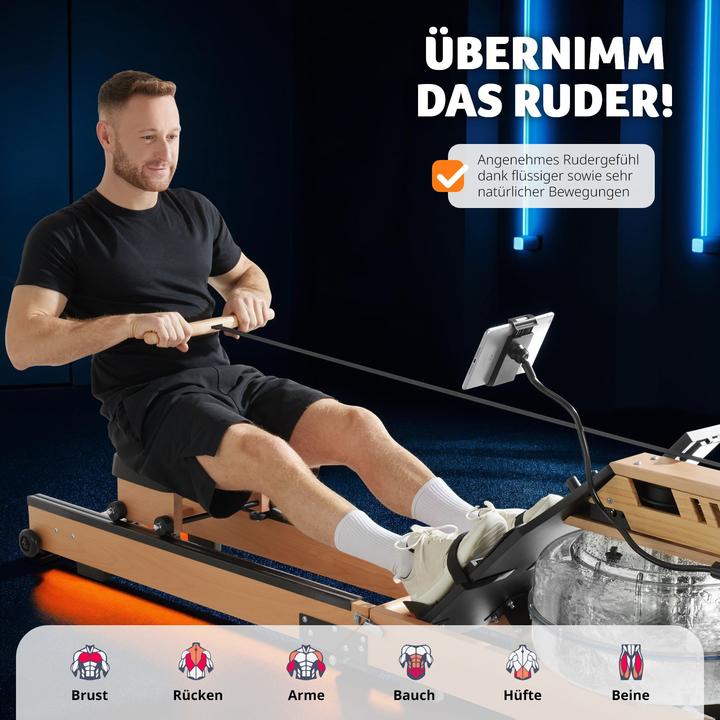Produktbild tectake Holzrudergerät Titan klappbar, ergonomisch, 150kg belastbar