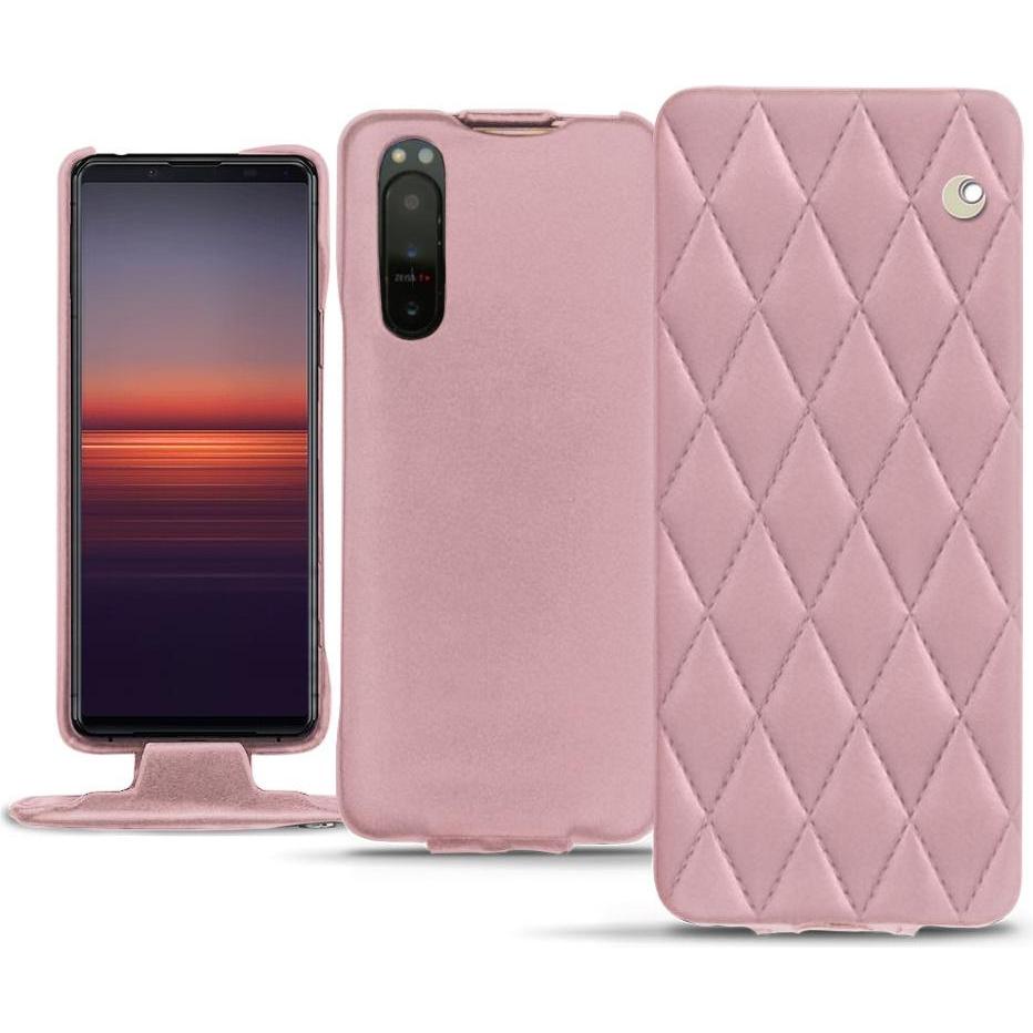 Noreve Lederschutzhülle vertikal (Sony Xperia 5 II), Smartphone Hülle, Rosa