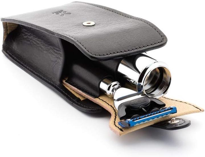 Produktbild Mühle Reiserasierset - schwarz, Florentiner Lederarbeit, Rasierpinsel (31M20) mit Silvertip Fibre®