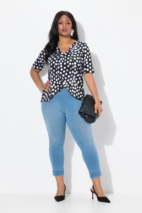 Image du produit Ulla Popken Corsaire Sienna en jersey. Jambe slim avec fente à l'ourlet (52)