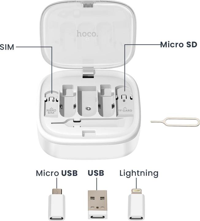 Produktbild Hoco Cable cable All-in-one retractable charging data cable set PD 3A 60W U140 0,95 m white (1 m, 60 W)