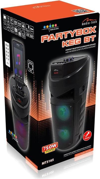 Productafbeelding Media-Tech Draagbare luidspreker PARTYBOX KEG BT MT3165, 30W RMS, Bluetooth, Karaoke, USB, MicroSD (8 h)