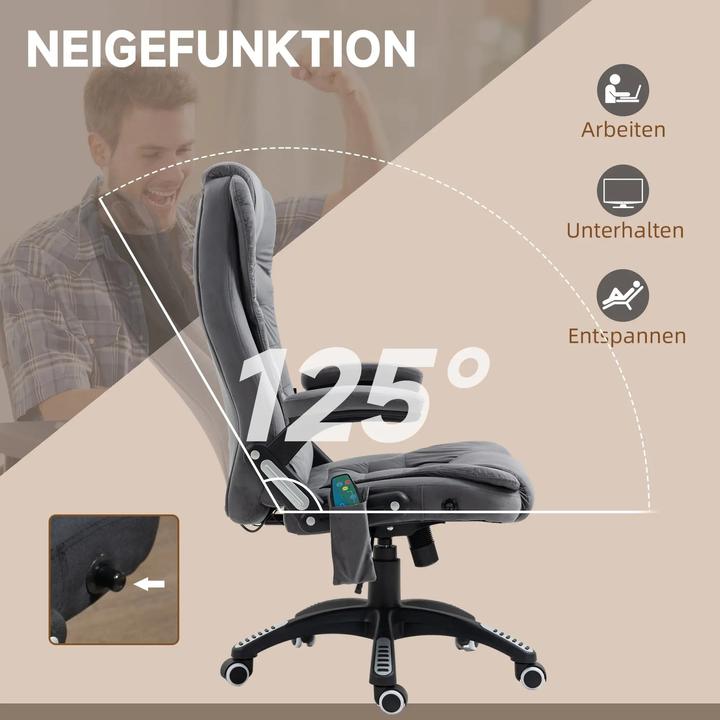 Produktbild Swisshandel24 Bürostuhl mit Massage- & Wärmefunktion, ergonomisch, Dunkelgrau (45 - 55 cm)
