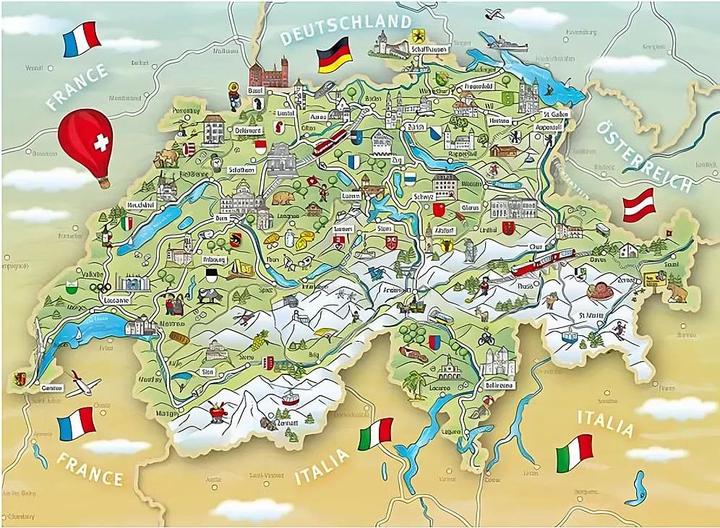 Actual product image Illustrated map of Switzerland (1000 pieces)
