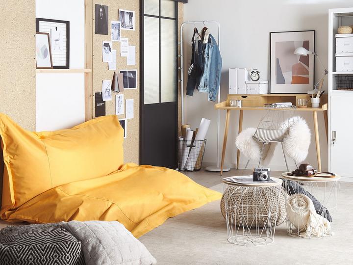 Actual product image Beliani Beanbag with inner bag for indoor and outdoor use 180 x 230 cm yellow FUZZY