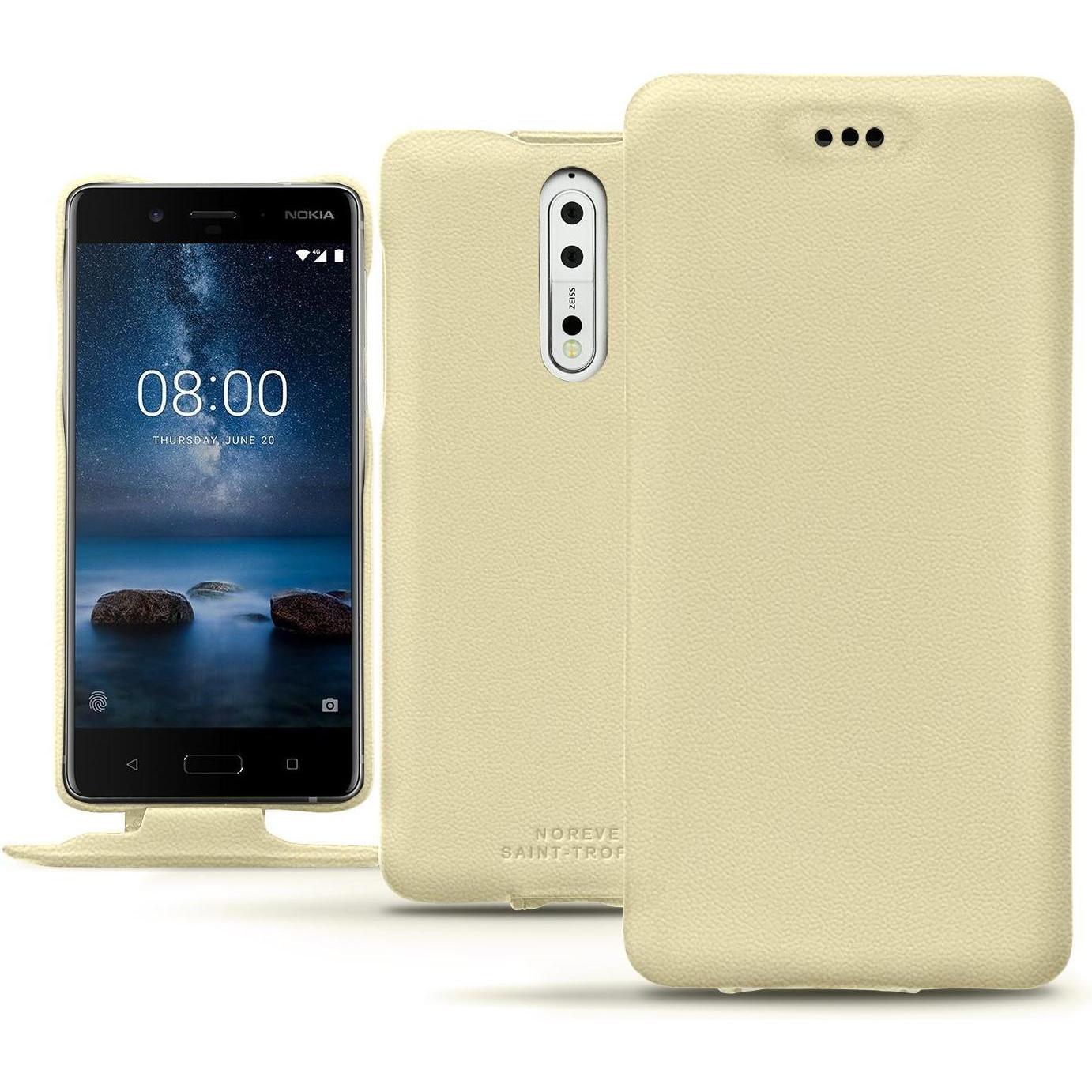 Noreve Lederschutzhülle vertikal (Nokia 8), Smartphone Hülle, Beige