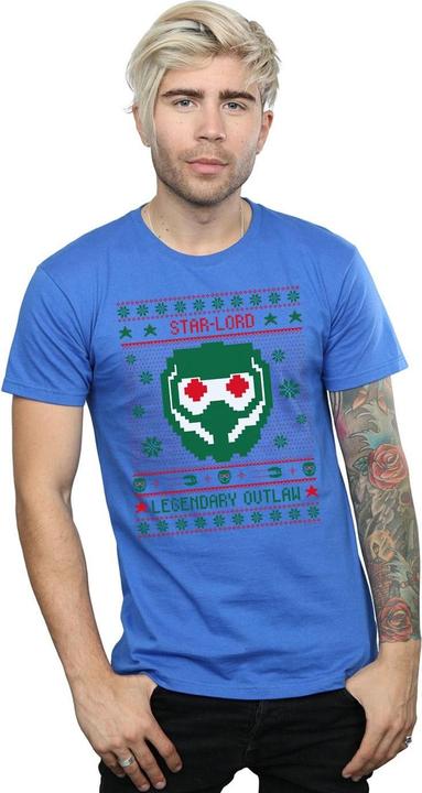 Actual product image Mens Guardians Of The Galaxy Vol. 2 Star Lord Fair Isle T-Shirt (L)