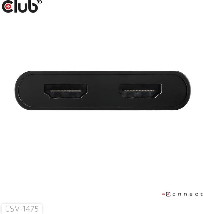 Actual product image Club 3D Club3D Adapter USB-C (USB A Adapter) > 2x HDMI 4K@60Hz St/Bu retail (HDMI, 18.50 cm)