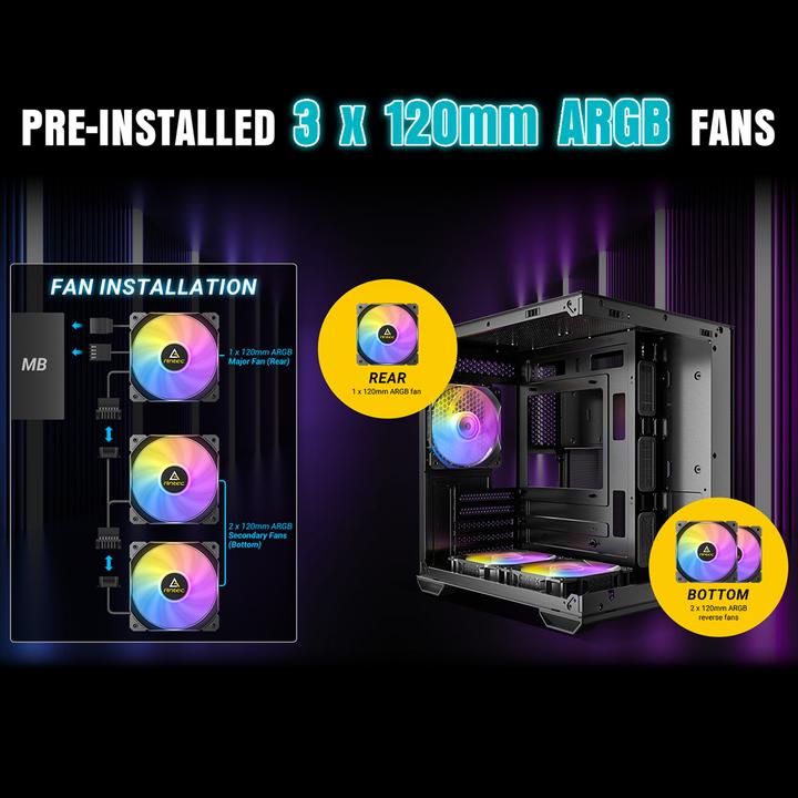 Produktbild Antec Geh CX60M ARGB B Mini Tower schwarz retail (mATX, Mini-ITX)