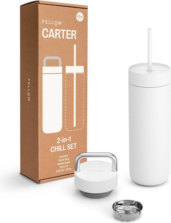 Fellow Carter Chill Set 2 in 1 - Thermobecher + 2 Verschlüsse - Weiss 591 ml (0.59 l)
