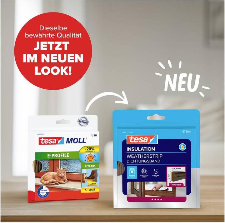 Actual product image tesa tesamoll CLASSIC E-Profil Fensterdichtung, Gummidichtung zum Isolieren