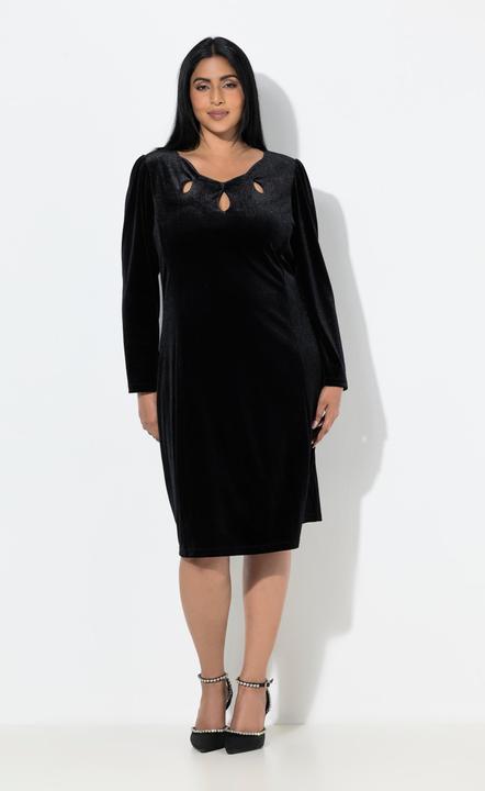 Image du produit Ulla Popken Bodycon-Kleid, Samt, Cut-Outs, Langarm (60)