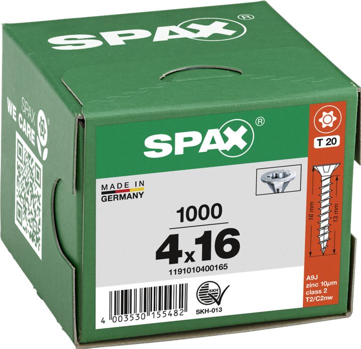 Produktbild Spax Spanplattenschrauben SK T20 4,0x16 mm (1000 Schrauben pro Stück)