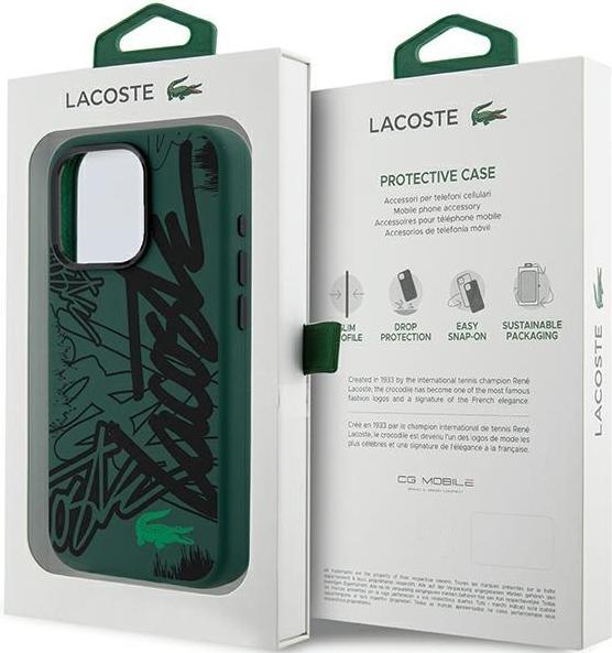 Actual product image Lacoste LCHCP15XGRAK iPhone 15 Pro Max 6.7" czarny/black hardcase Silicone Graffiti (Apple iPhone 15 Pro Max)