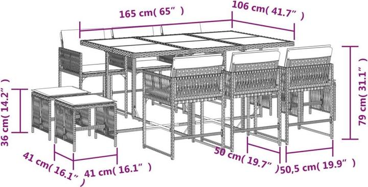 Produktbild vidaXL Garten Essgruppe (165 x 106 x 73 cm)