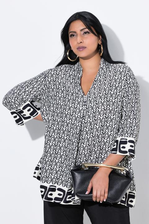 Produktbild Ulla Popken Tunika, A-Linie, Kelchkragen, V-Ausschnitt, 3/4-Arm (50, 52)