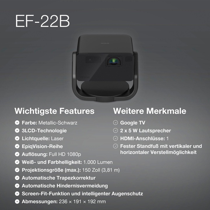 Image du produit Epson EF-22B (Full HD, 1000 lm)
