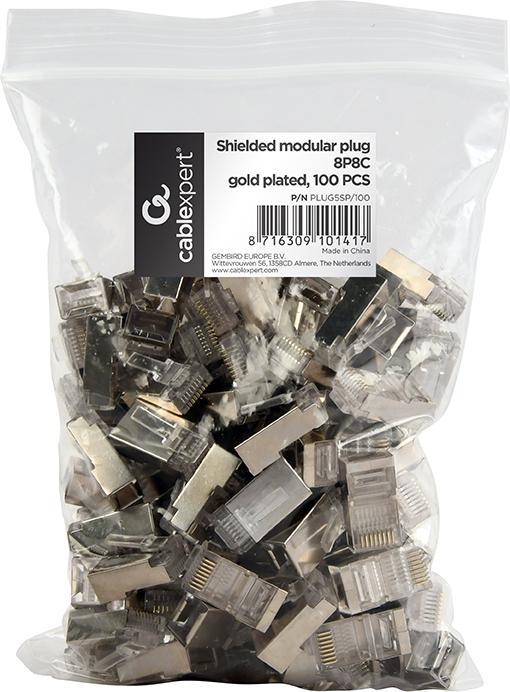 Actual product image Gembird PLUG5SP/100 Wire connector RJ-45 (SF/UTP, CAT6, 0.10 m)