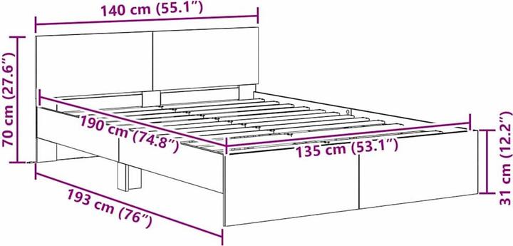 Produktbild vidaXL Bettrahmen (135 x 190 cm)