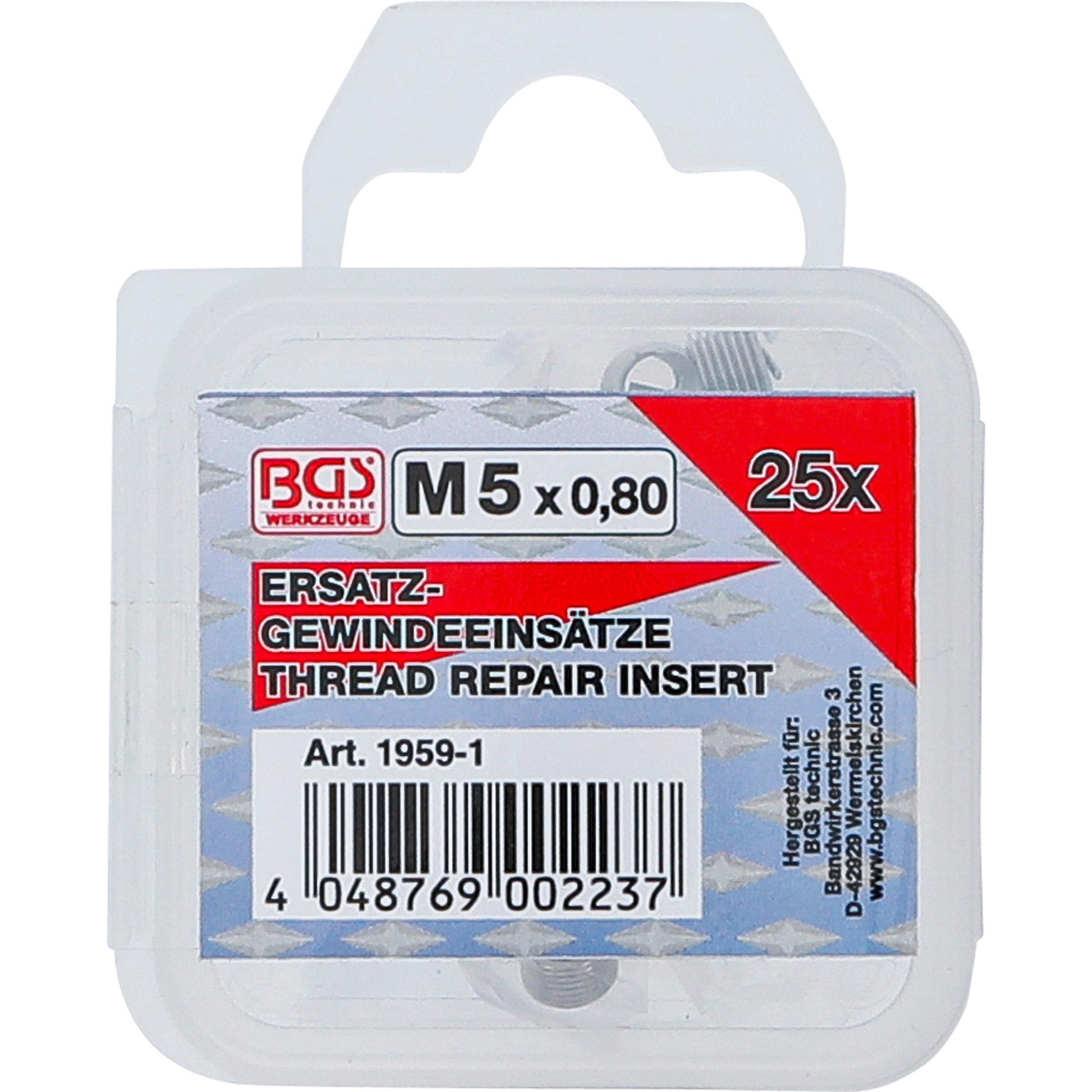 Thumbnail - BGS, Gewindeschneider + Gewindebohrer, Ersatz-Gewindeeinsätze M5 x 0,8 mm 25-tlg.