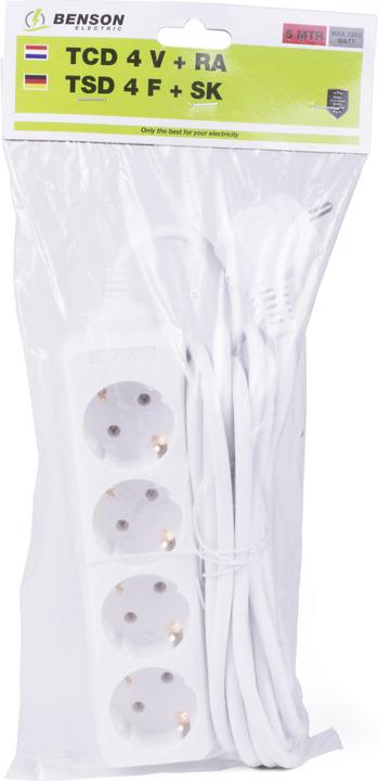 Actual product image Benson Electric Extension socket 4-way + earth + 5.0 m (4x, CEE 7/3, 5 m)