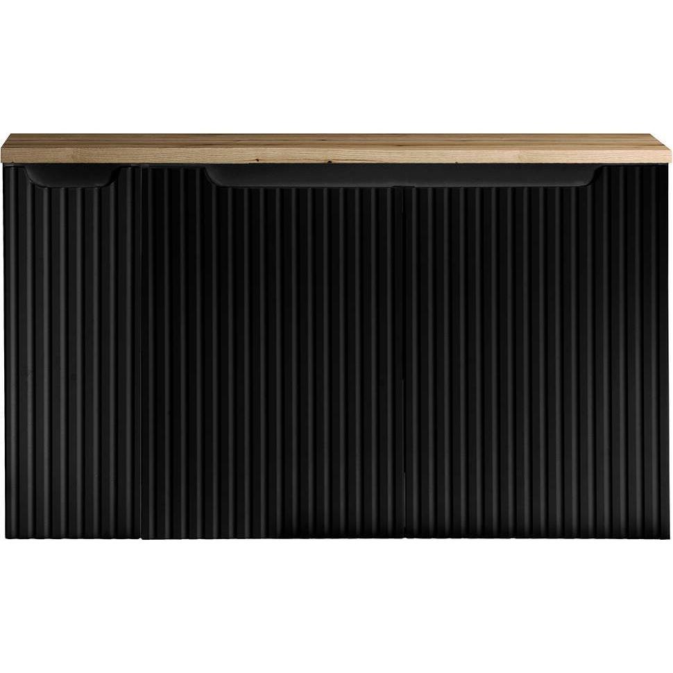 En.Casa, Waschbeckenunterschrank, Waschbeckenunterschrank Skelbolu mit 3 Türen 100x60x40cm Schwarz/Eichenoptik