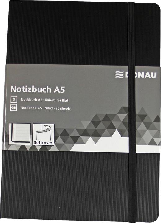 Produktbild Donau Notizbuch A5 liniert 192 Seiten Leder-Imitat schwarz (A5, Liniert)