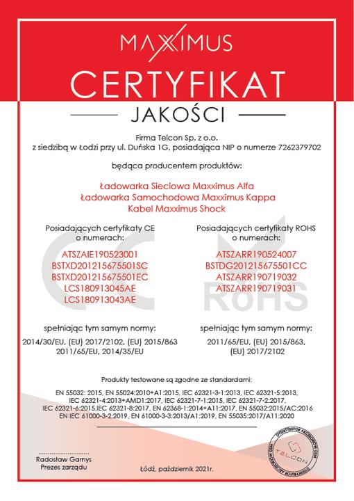 Produktbild Maxximus MX Kappa Ladegerät 1x USB-A 1x USB-C 1,5 A