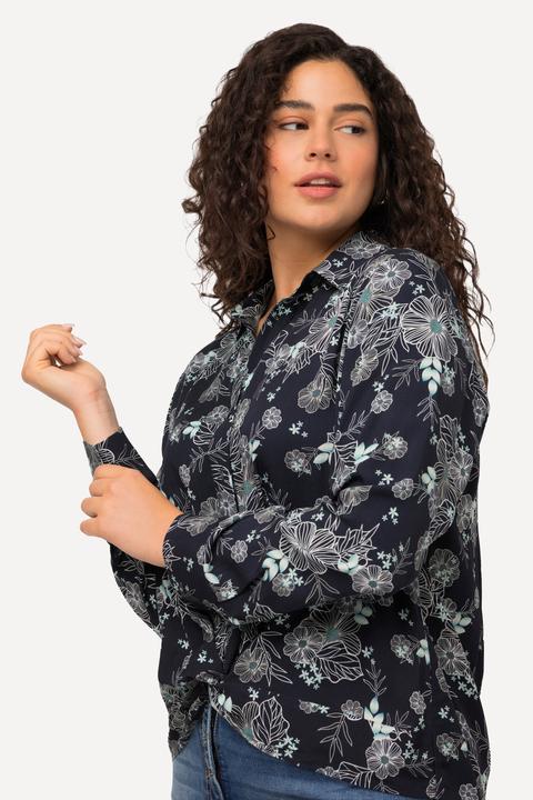 Immagine prodotto Ulla Popken Camicia con stampa floreale, colletto da camicia e maniche lunghe (50, 52)