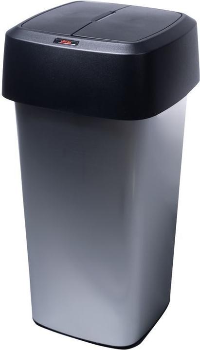 Image du produit Vileda Poubelle Iris 60l avec couvercle basculant métallisé/noir (60 l)