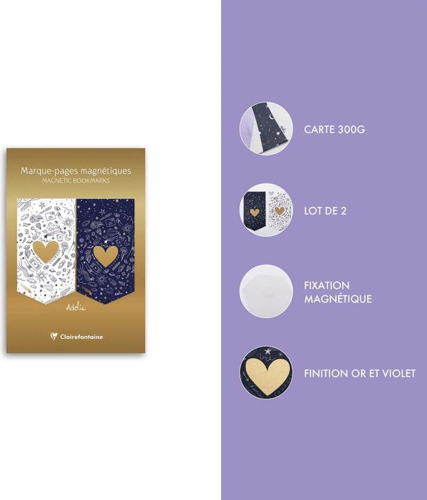 Image du produit Clairefontaine Adolie, Set de 2 mar que-pages 7,5x4 cm