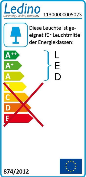 Energie-Label Ledino Feuchtraumleuchte Niehl 1200 G3 Grau (G13)
