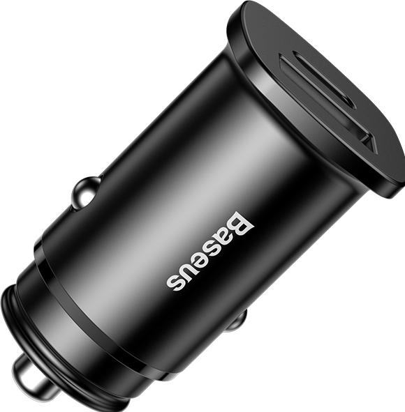 Image du produit Baseus Chargeur de voiture métallique carré USB/TypeC (30W)