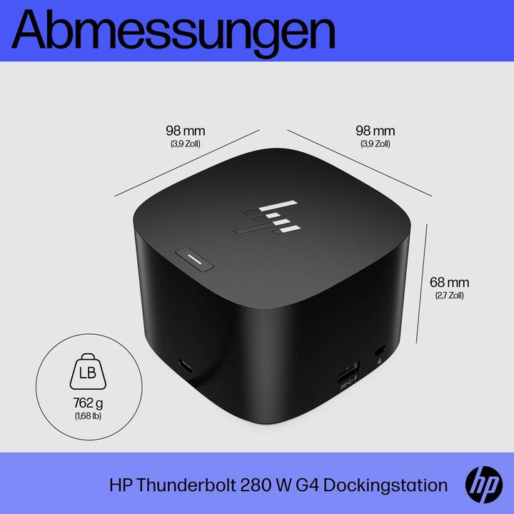 Produktbild HP Thunderbolt Dockingstation 280W G4 mit Kombinationskabel (Thunderbolt, 11 Ports)