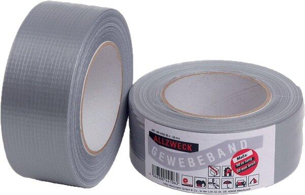 Produktbild Heckmann Gewebeband, 50 m x 50 mm, silbergrau (50 mm)
