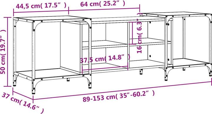 Image du produit vidaXL Meuble TV Noir 153x37x50 cm Bois composite,Couleur