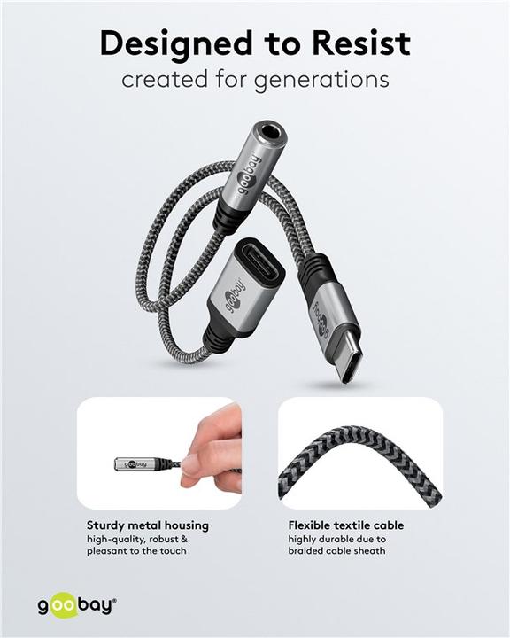 Image du produit Goobay USB-C vers USB-C et jack 3,5 mm AUX (USB Type C, USB Type C)
