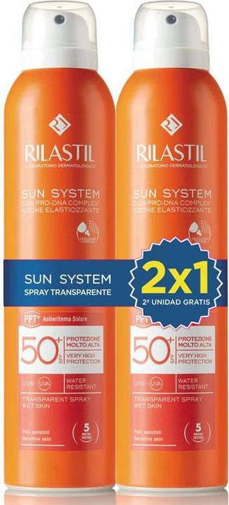 Immagine prodotto Rilastil Sun System Spray Trasparente Pelle Bagnata 50 2x200ml (Spray solare, SPF 50+, 200 ml)