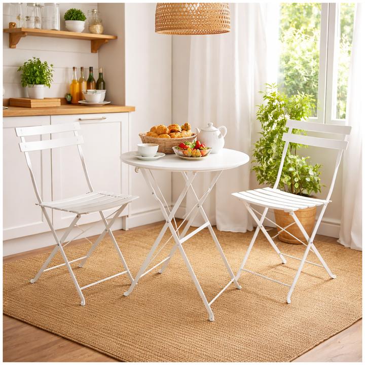 Produktbild HTI-Living Gartenstuhl 2er-Set Basil Metall Creme