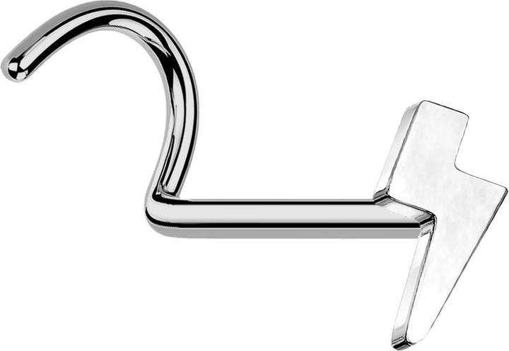 Produktbild Star Piercing Threadless Nasenstecker gebogen silber Blitz silber (ohne Messing, Titan)