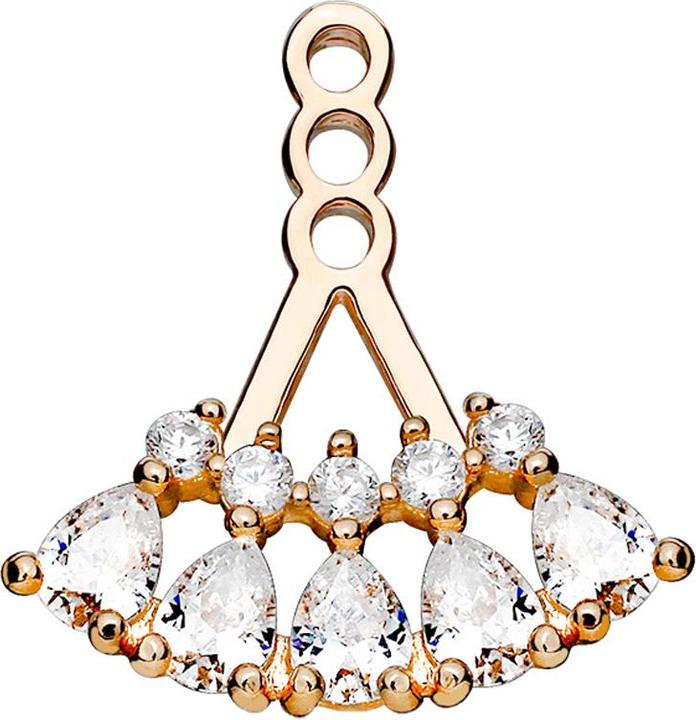 Image du produit Star Piercing Boucles d'oreilles Ear Jacket or rose avec cinq cristaux en forme de gouttes (Laiton)