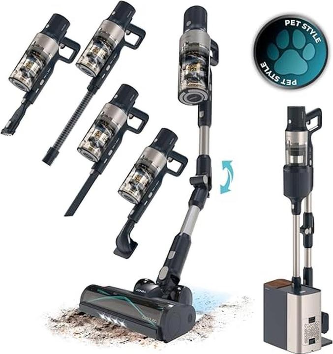 Cecotec Wireless Self-Emptying Vacuum with 220 AW Suction, 90-Minute Runtime, Anti-Hair Brush