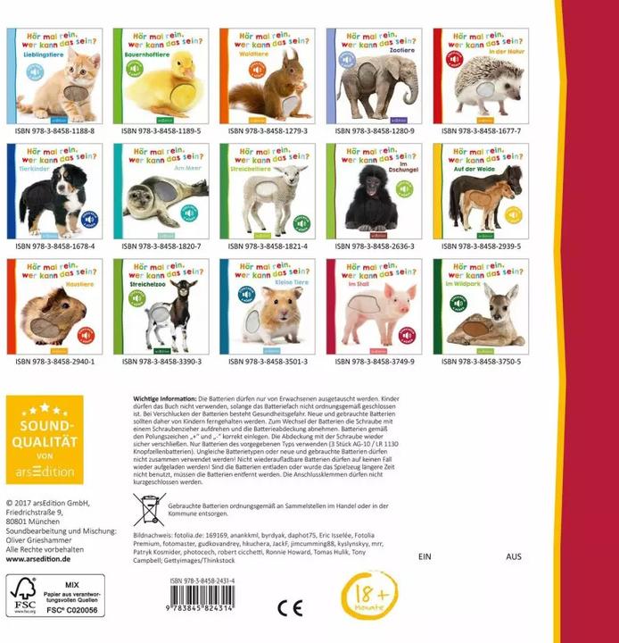 Produktbild Hör mal rein, wer kann das sein? Wilde Tiere (Deutsch, 2017)