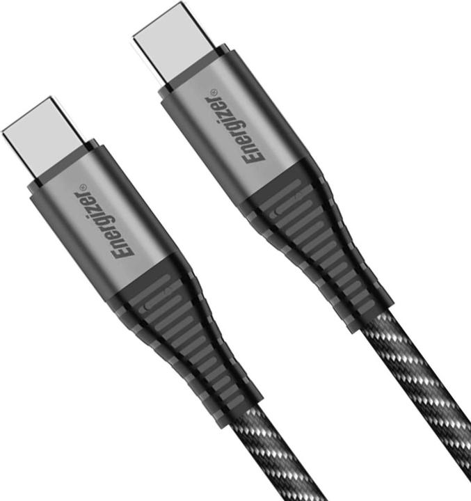 Produktbild Energizer Kabel aus Metall/geflochtenem Nylon – USB-C/USB-C – 2 m, schwarz (2 m, 100 W)