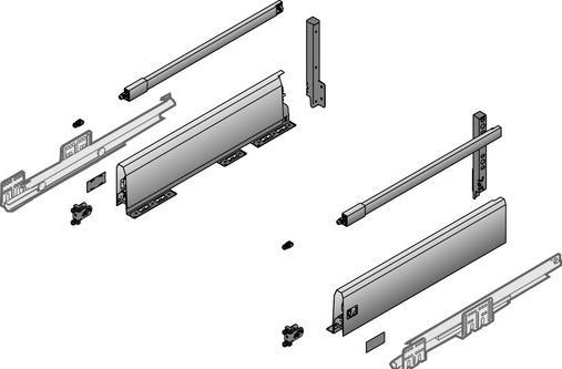 Hettich Frontschubkasten Komplett-Set ArciTech 94/250, mit Längsreling
